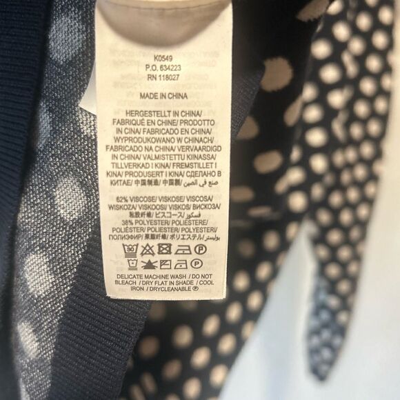 Boden Cleo Jacquard Henley Sweater in Navy and Ivory Polka Dot - Picture 10 of 11